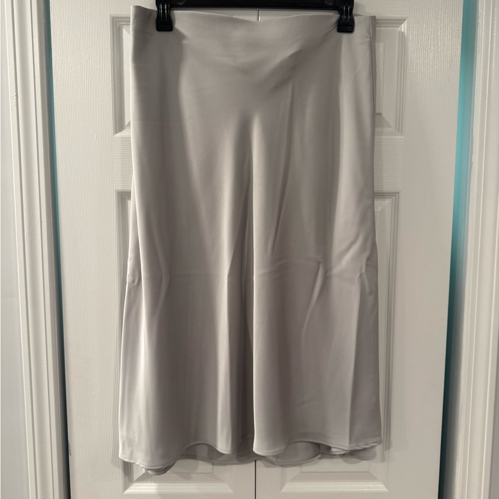Elegant Silver Midi Skirt